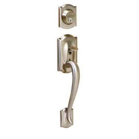Schlage F62-Cam-Fla-Rh Camelot Right Hand Double Cylinder Handleset with Flair I Satin Nickel