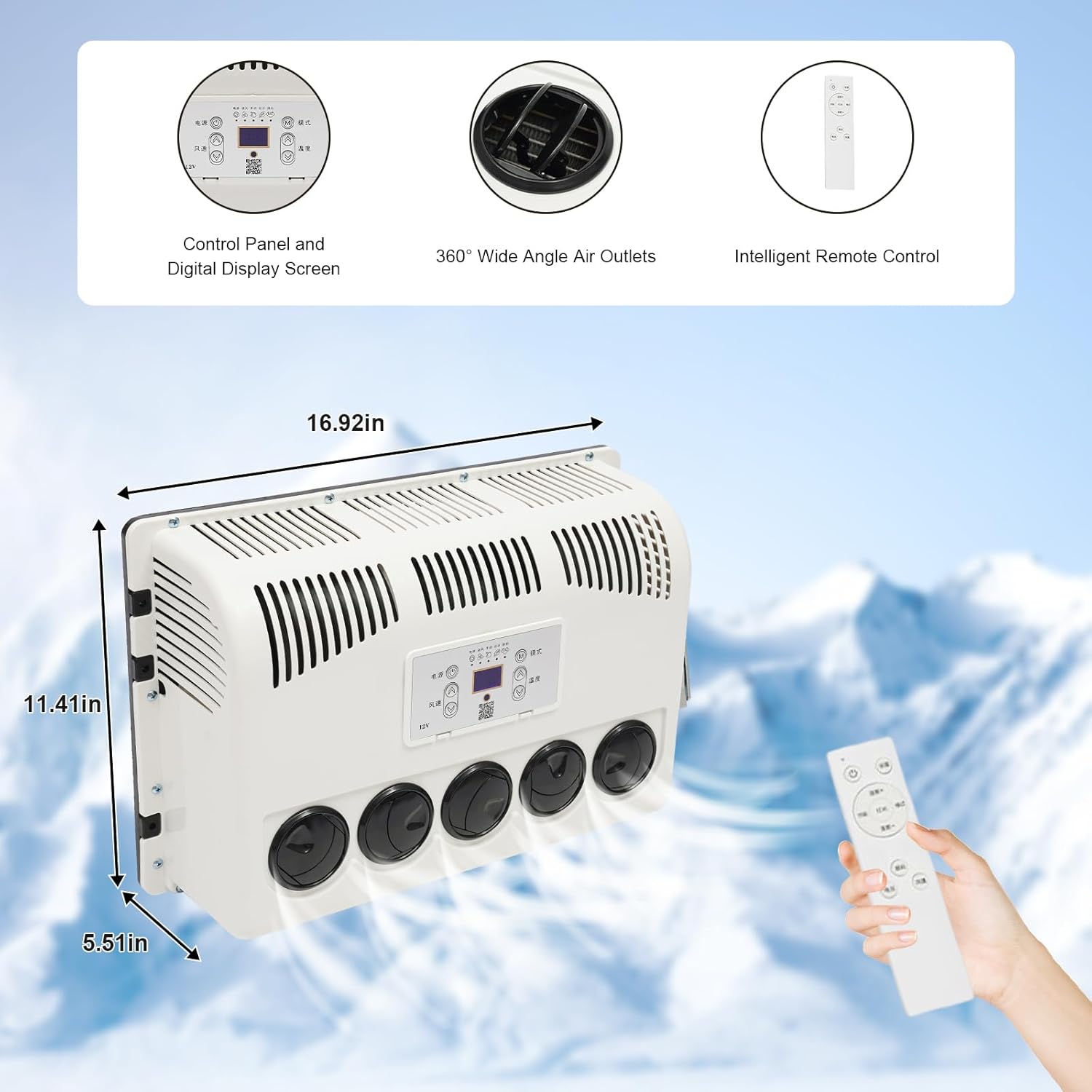 11000BTU Mini Split RV Truck Cab Air Conditioner, 12V Electric Air Conditioners Cooling Rapidly AC Unit Fit Semi Truck Caravan, Rvs, Trucks, Construction Vehicles, Excavators, Harvesters (600, Watts)