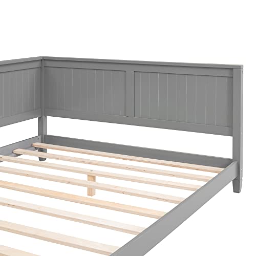 Harper & Bright Designs Full Daybed Frame, Full Size Platform Bed with Slat Support, Sturdy Wood Full Sofa Bed for Living Room, Bedroom, No Box Spring Needed (Full, White)