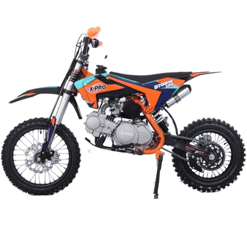X-PRO 125cc Kids Dirt Bike Pit Bike Youth Dirt Pit Bike with 4-Speed Semi-Automatic Transmission, Big 14"/12" Tires!