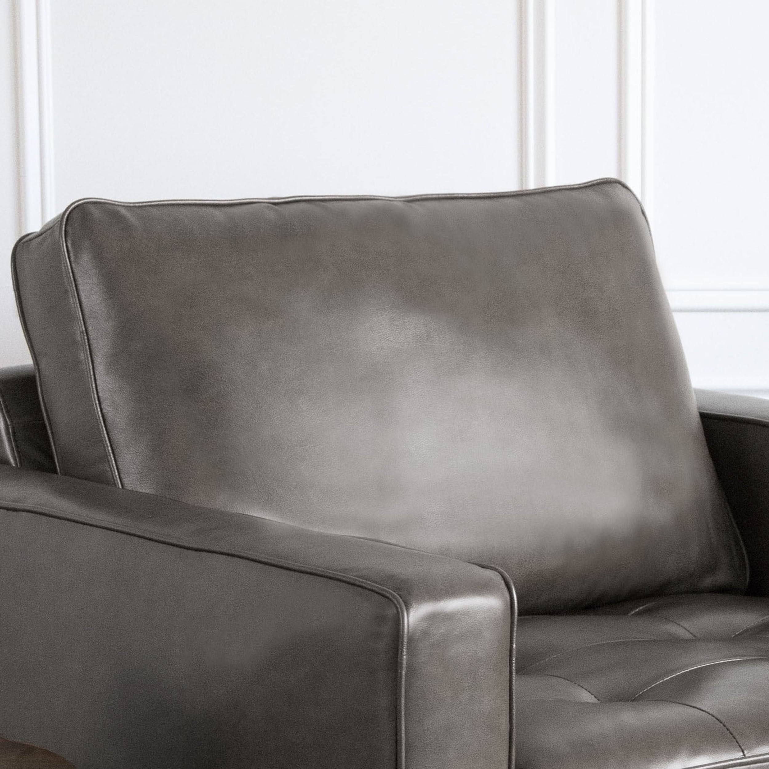Abbyson Holloway Mid-Century Modern Top-Grain Leather Armchair - Camel