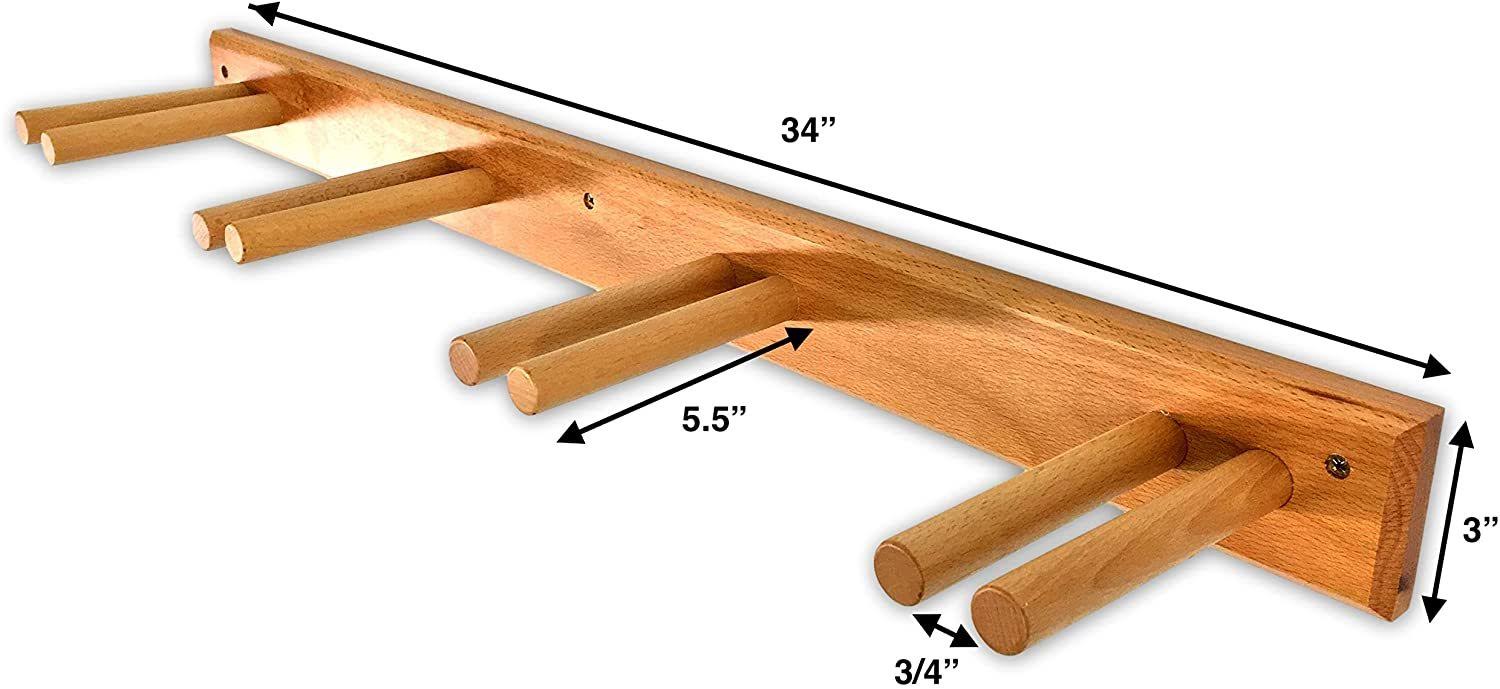 StoreYourBoard Timber Ski Wall Rack - 4 Pairs of Skis Storage - Wood Home u0026 Garage Mount System (Natural)
