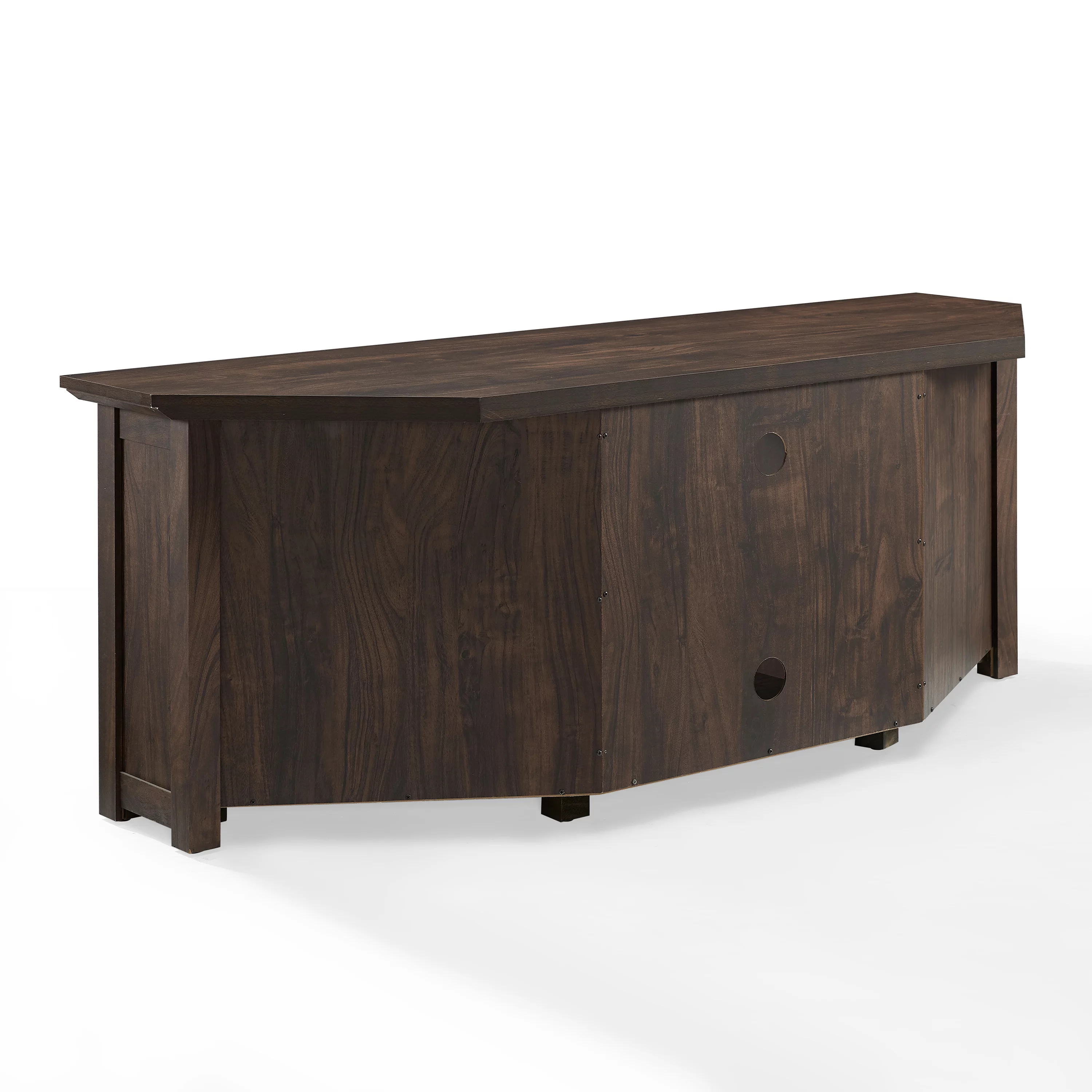Crosley Furniture Camden 58"Rustic Wood Corner TV Stand in Dark Walnut