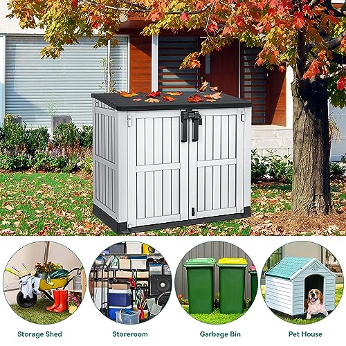 YITAHOME 8x6.2FT Outdoor Storage Shed w/o Floor, All-Weather Plastic Shed with Lockable Doors, Window & Vents, Plastic Tool Shed for Backyard, Patio, Poolside, Lawn, Gray