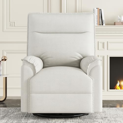 Swivel Rocker Recliner Chair, Manual Glider Recliner, 360 Degree Swivel Reclining Sofa Chair with Adjustable Backrest for Living Room, Apartment，Beige