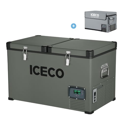 ICECO VL65 Quart Series Dual Zone Portable Refrigerator with SECOP Compressor, 65 Liters Deep Freezer, DC 12/24V, AC 110-240V, 0℉ to 50℉, Home & Car Use