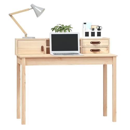 Office Desks Desk 43.3"x19.7"x36.6" Solid Wood Pine,Rustic Pine Wood Desk with Ample Storage for Home Office and Small Spaces