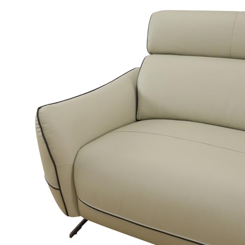Beige Top Grain Leather and PVC 3-Piece Living Room Recliner Sofa Set for Living Room/House/Bedroom/Office/Apartment(White,LAC)