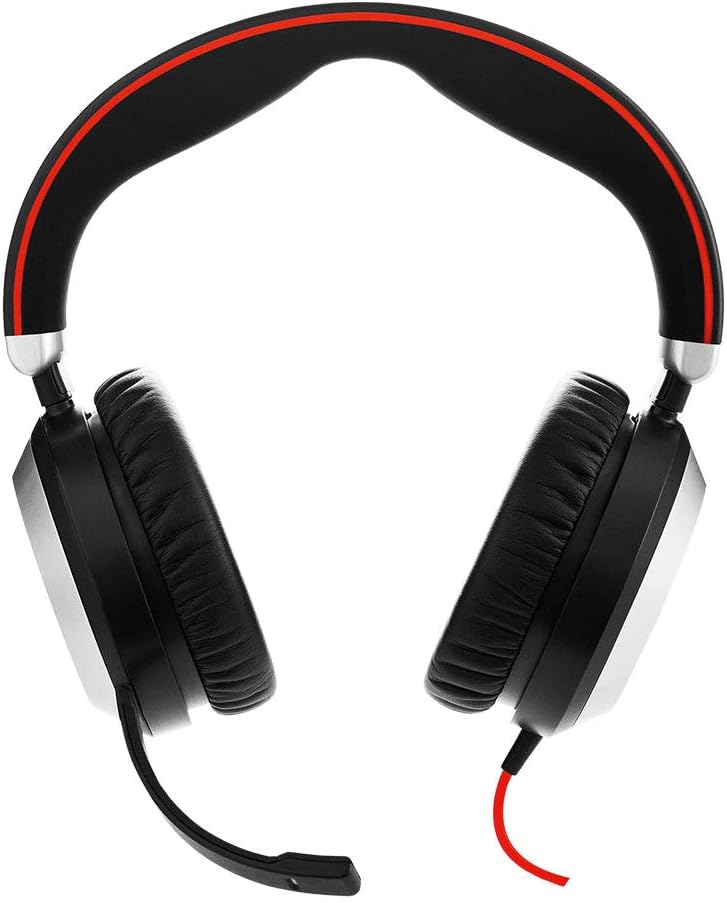 Jabra Evolve 80 MS Wired Headset Professional Telephone Headphones with Unrivalled Noise Cancellation for Calls and Music, Features World Class Speakers and All Day Comfort (Single Pack)