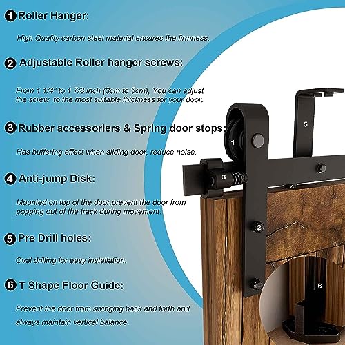 14FT Ceiling Mount Sliding Barn Door Hardware Kit Low Ceiling L-Shape Bracket System for 42" Wide Double Wood Door Heavy Duty (Basic Style Hanger)