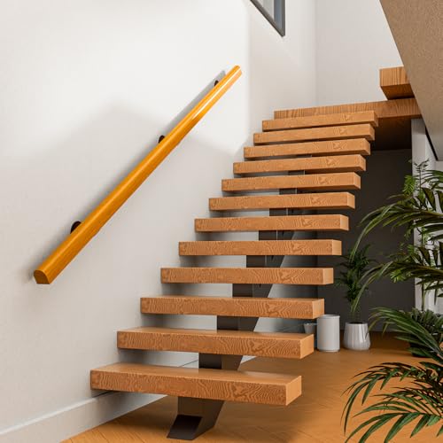 Wood Handrails for Indoor Stairs, 6ft Safety Non-Slip Stair Railing, Professional Pine Handrails Support Rod Complete Kit, for Bars Lofts Kindergarten Guardrail Corridor（6ft ）