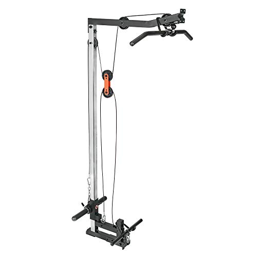 Sunny Health & Fitness Power Zone Half Rack Heavy Duty Performance Power Cage with J-Hooks, Adjustable Pull Up Bar Optional Bench with Dumbbell Rack, Premium Incline Bench, LAT Pull Down Attachment