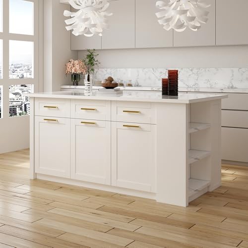 homary 72'' Kitchen Islands with Storage Modern White Kitchen Table with Seating & 3 Drawers Dining Table