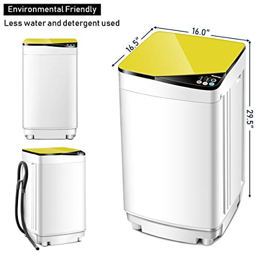 Giantex Full-Automatic Washing Machine Portable Washer and Spin Dryer 10 lbs Capacity Compact Laundry Washer with Built-in Barrel Light Drain Pump and Long Hose for Apartments Camping