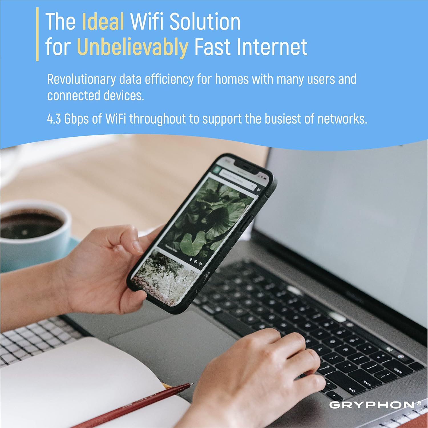 Gryphon AX Advanced Security and Parental Control Tri-Band Mesh WiFi 6 System, 3000 sqft Coverage per Mesh Router WiFi 6, Blazing Fast AX4300 Gigabit Speeds to Protect Your Smart Home- 2 Pack