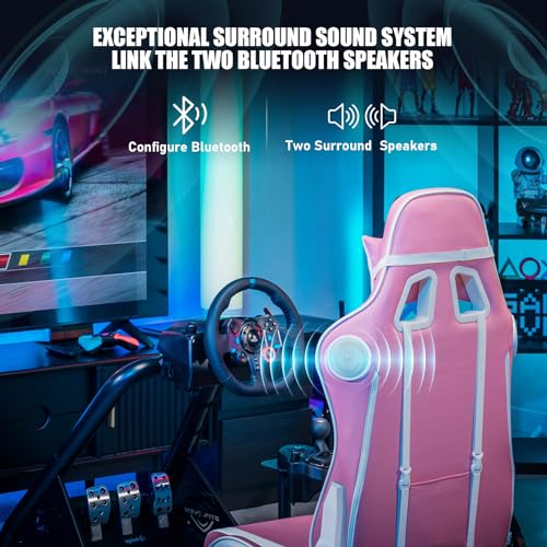 GTPLAYER Racing Simulator Cockpit with Seat and Bluetooth Speakers, Racing Style Reclining Seat and Ultra-Sturdy Alloy Steel Frame, A/B Box (Blue)