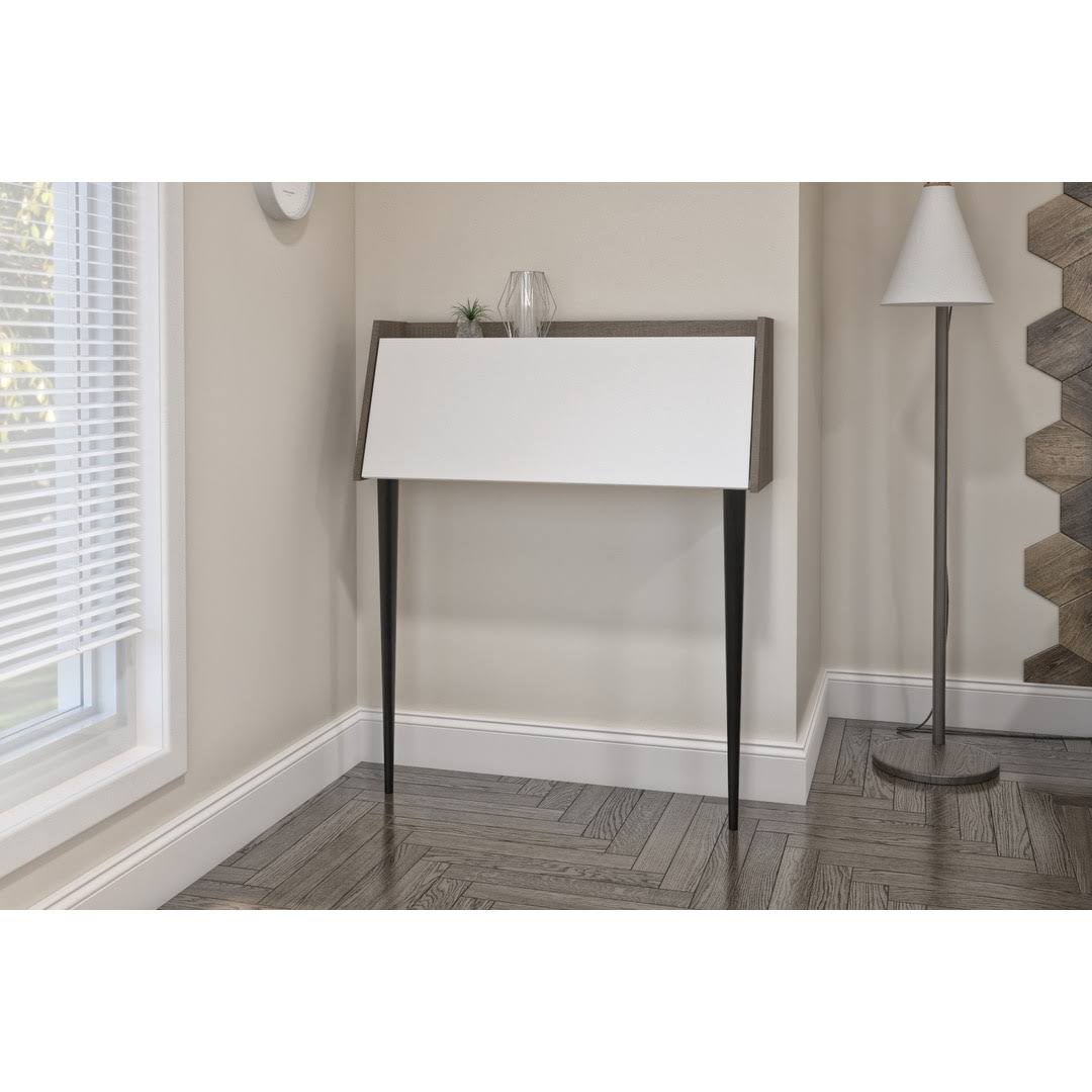Bestar 111160-001747 Skat 36W Secretary Desk in White u0026 Bark Grey
