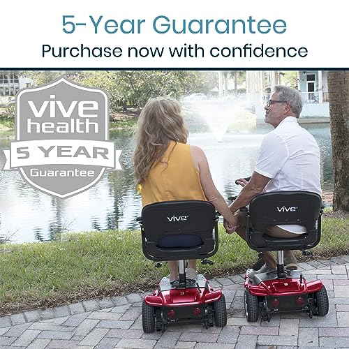 Vive 3 Wheel Mobility Scooter - Electric Powered Mobile Wheelchair Device for Adults - Folding, Collapsible and Compact for Travel - Long Range Power Extended Battery with Charger and Basket Included