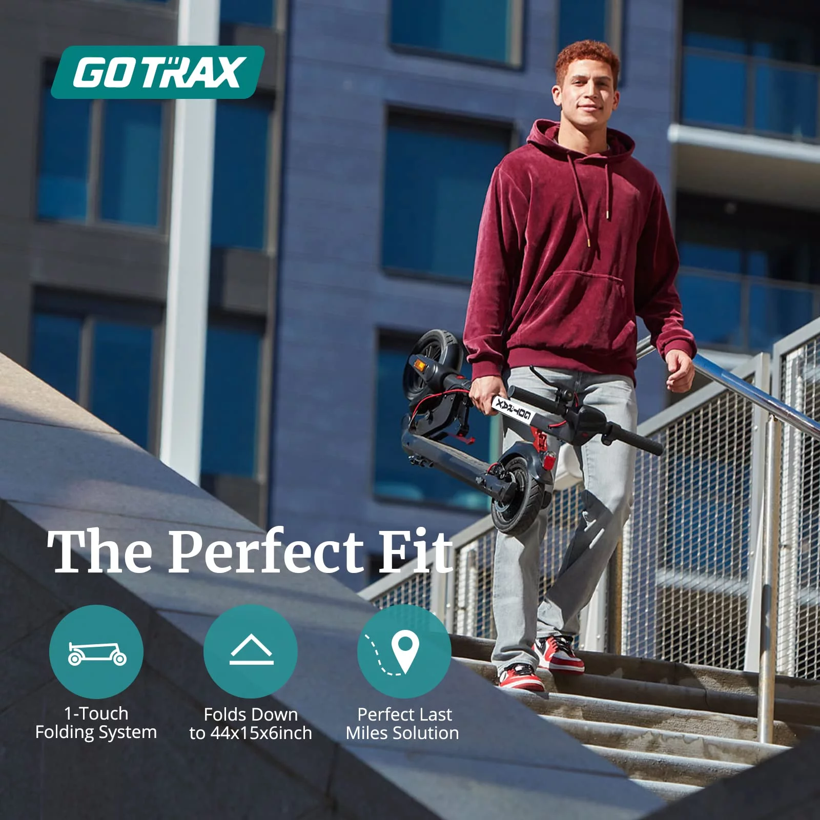GOTRAX Apex Adult Electric Scooter, 8.5" Tires 15 Mile and 15.5Mph Foldable Escooter for Adult,Black-White