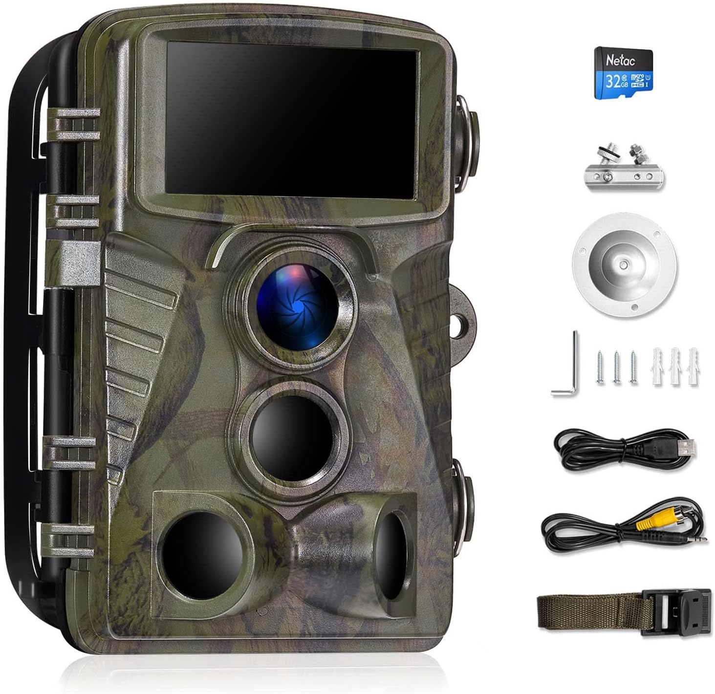 Trail Camera Game Cam with Night Vision Motion Activated Waterproof Wildlife Hunting Monitoring 20MP Photo 4K Video 120&deg; Detecting Range 0.2s 2.4" LCD 40pcs IR LEDs Infrared Outdoor Cam Deer Scouting