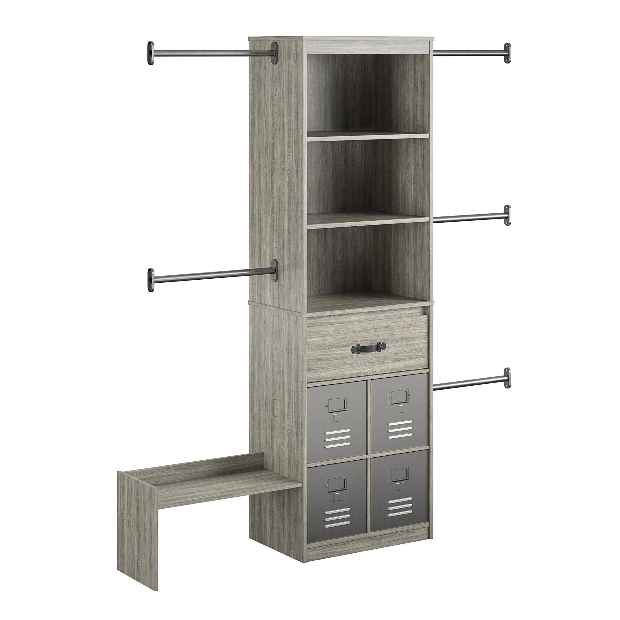 Little Seeds Nova Grow with Me Adjustable Kids Closet Organizer System - Grey Oak