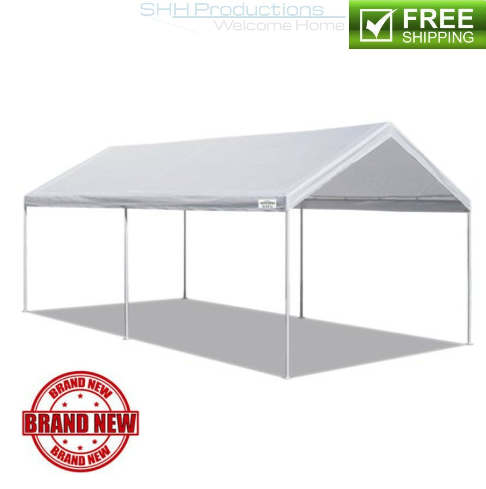 10x20 ft. Heavyduty Canopy Tent Steel Carport Garage Car Shelter Portable White