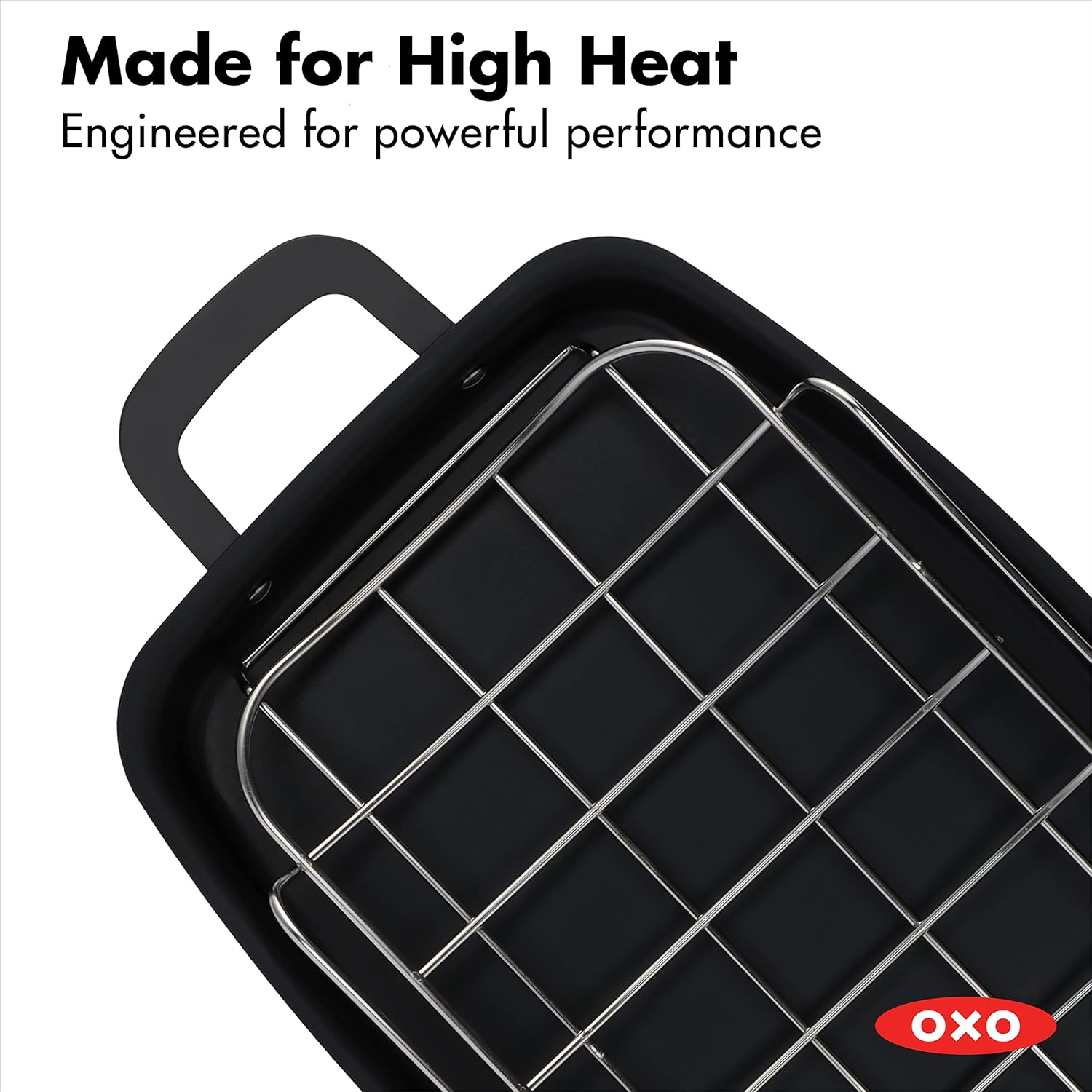 OXO Obsidian Pre-Seasoned Carbon Steel Induction Safe 12 Outdoor Frying Pan/Skillet with Silicone Sleeve, Black
