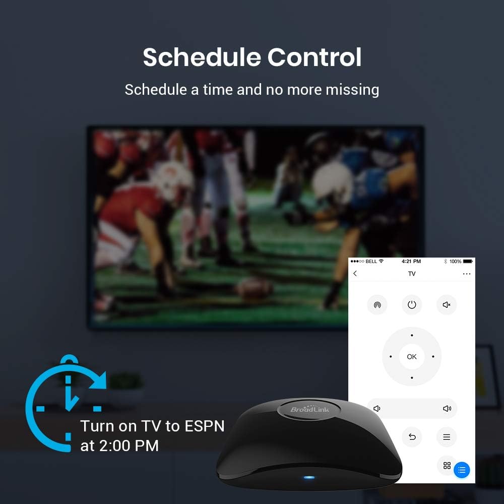 BroadLink RM4 pro Smart IR/RF Remote Control Hub with Sensor Cable-WiFi IR/RF Blaster for Smart Home Automation, TV, Curtain, Shades Remote, Works with Alexa, Google Assistant, IFTTT (RM4 pro S)