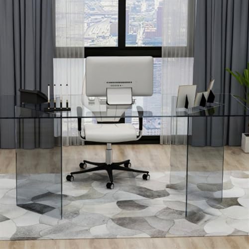 Minimalist Boss Desk Office Desk Light Luxury Tempered Glass Computer Home Desk Acrylic Modern Table Writing Desk(220 * 80 * 75cm) (One Color 220 * 80 * 75cm)