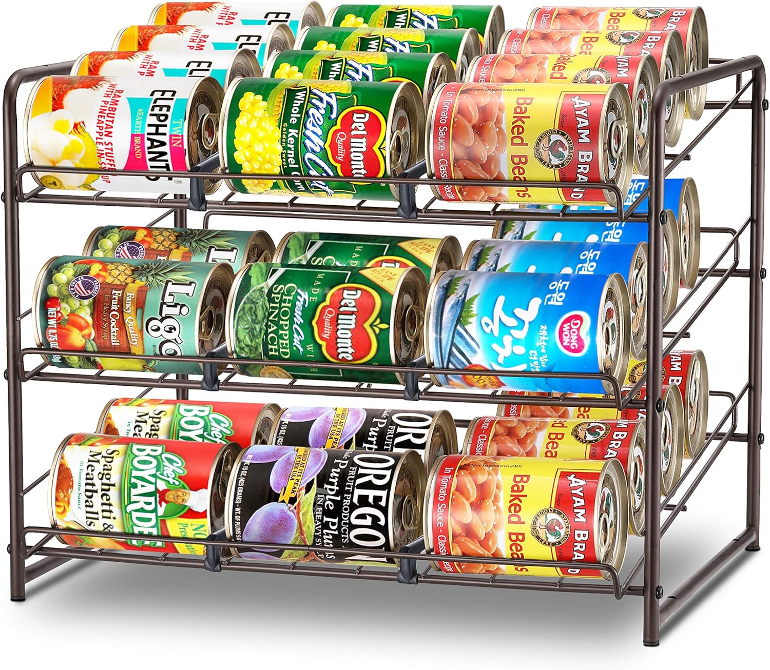 2 Pack Simple Trending Can Rack Organizer, Stackable Can Storage Dispenser Holds up to 72 Cans for Kitchen Cabinet or Pantry, Chrome Pack of 2