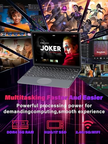11" Convertible 2-in-1 Touchscreen Laptop, in tel N100,16GB RAM,1T SSD,FHD 1920 * 1200 IPS,Win 11 Pro PC,Backlit Keyboard, WiFi,USB-C,HDMI,Oval Trackpad,Lightweight for Business&Students