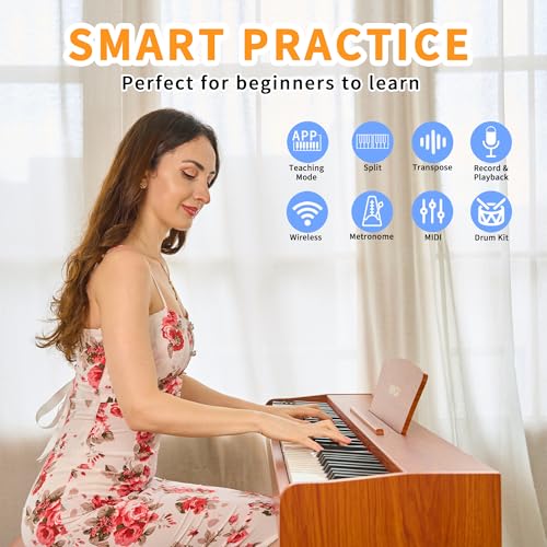 88 Key Fully Weighted Electric Piano Keyboard Hammer Action Full-size Digital Pianos for Beginners Adults Wooden Upright Piano with Sheet Music Stand Triple Pedal, Supports USB-MIDI Black