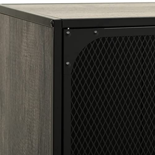 TV Stand Gray 41.3"x14.2"x18.5" Metal and MDF,Modern Industrial Metal and MDF TV Stand with Mesh Doors and Shelf for Living Room Furniture for TV & Media, Entertainment Centers