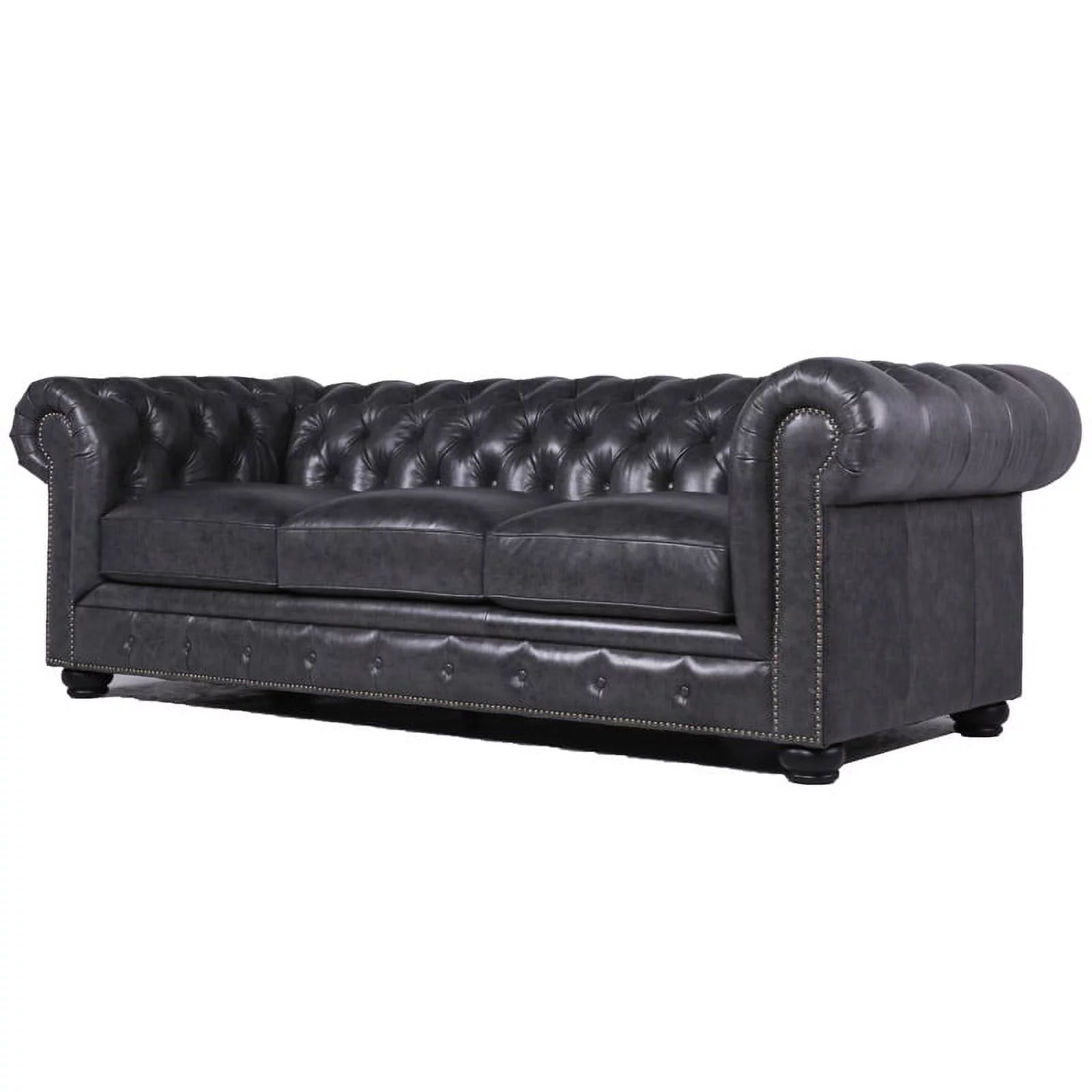 Brookfield Leather Chesterfield Sofa In Grey