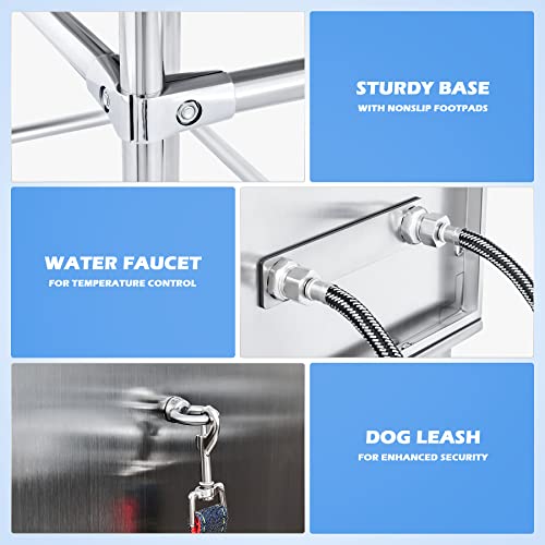 CO-Z 34 Inch Stainless Steel Dog Washing Station for Home, Professional Pet Dog Grooming Tub for Medium & Small Dogs, Extra Elevated Pet Wash Station, Dog Bathtub Bathing Station, Dog Shower Tub