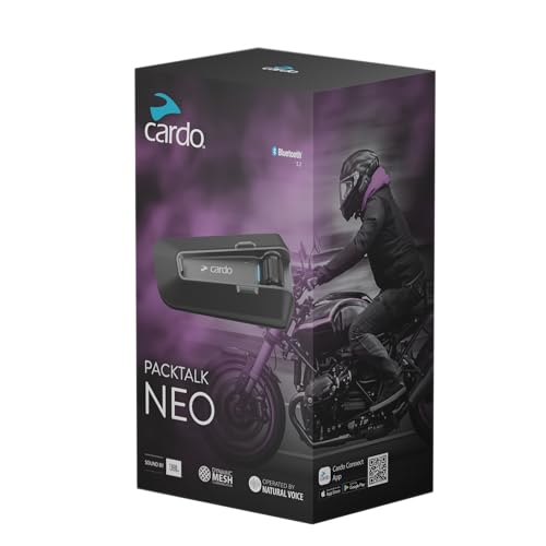 Cardo Packtalk Neo Motorcycle Helmet Communication Intercom System, Single Pack, Black
