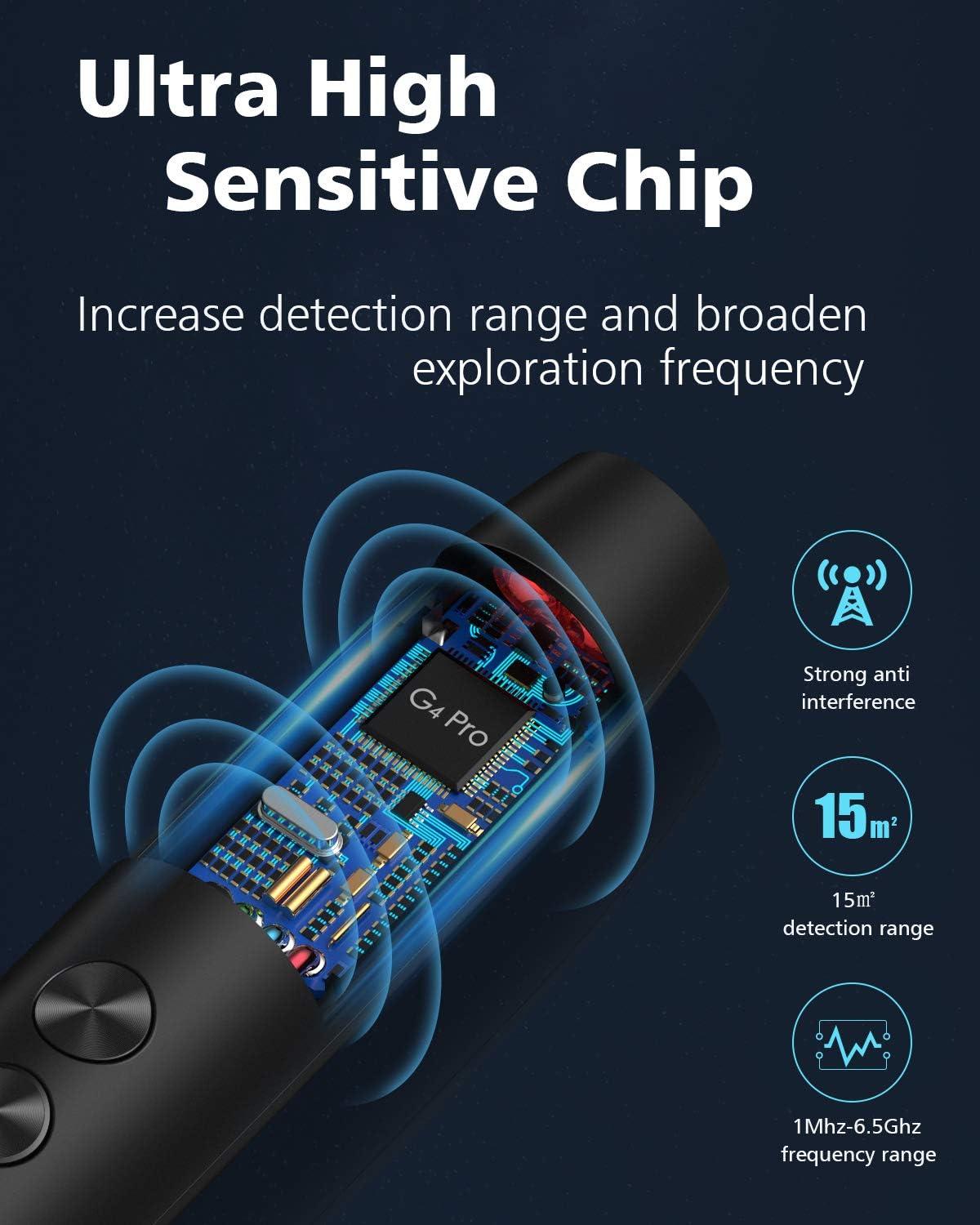 Jepwco G4 Pro Anti Spy Detector for Wireless Audio Bug Camera, Bug Detector, Privacy Protector, 5 Levels Sensitivity, 25H Working Time, Portable Pen Shape, Home Office Travel Pack of 2