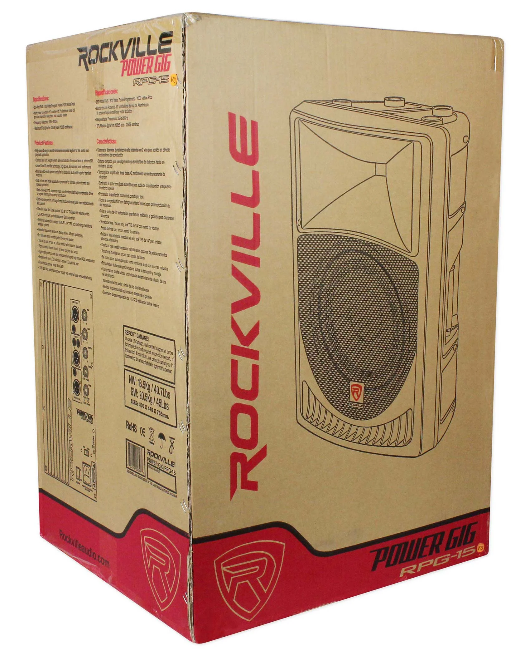 (2) Rockville RPG15 15" 2000w Active PA/DJ Speakers+Mixer+Mic+Stands+Cables+Bag