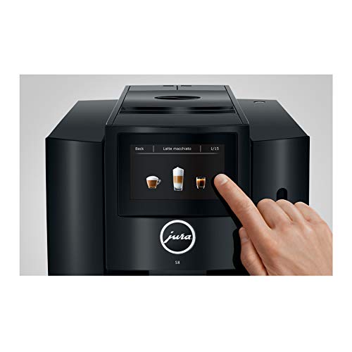 Jura S8 Automatic Coffee Machine 64 oz, Moonlight Silver and Jura Glass Milk Container, Clear