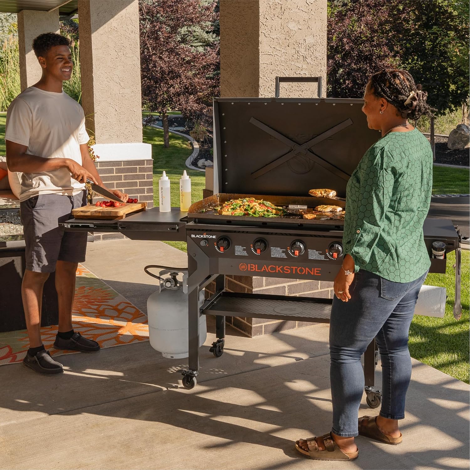 Blackstone 2310 Iron Forged 36” Omnivore Griddle with X-Braced Hood, Powder Coated Steel, Black