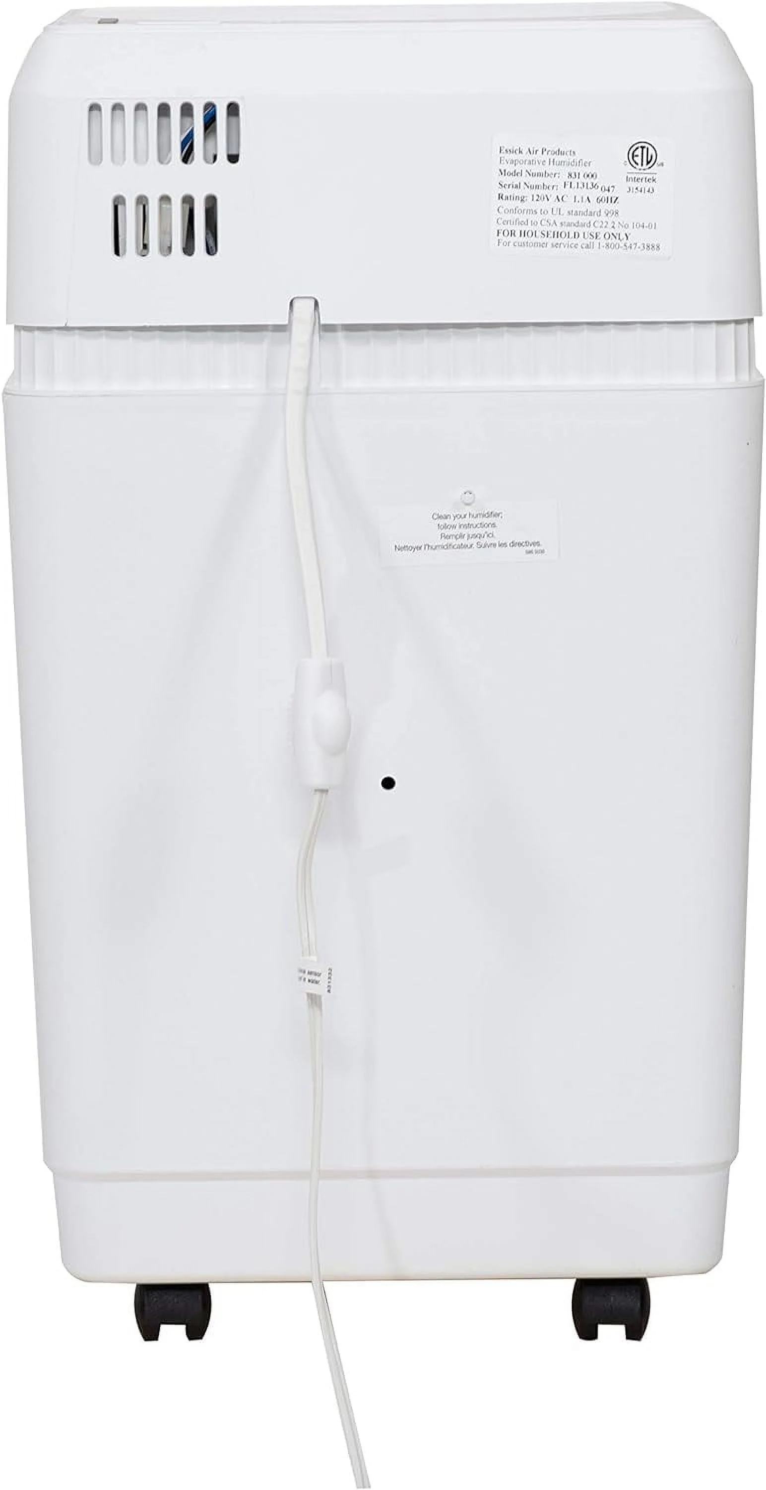 Space Saver Large Evaporative Whole House 6 Gallon Humidifier For Large Rooms 2,700 Sq Ft. With Digital Controls, Auto Humidistat And Automatic Shut Off