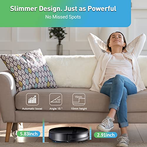 Robot Vacuum and Mop Combo 2300Pa for Pet Hair | Robotic Vacuum Cleaner with WiFi/Alexa/App | Auto Recharge & Tangle-Free | Ultra-Slim Quiet 2.8" for Hard Floors, Low-Pile Rugs