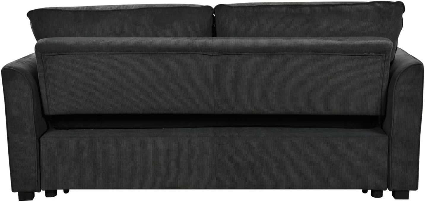 Queen Size Convertible Sleeper Sofa Bed - 78-Inch Comfortable Pull-Out Loveseat for Small Spaces, RVs, and More - Beige (Dark Grey)