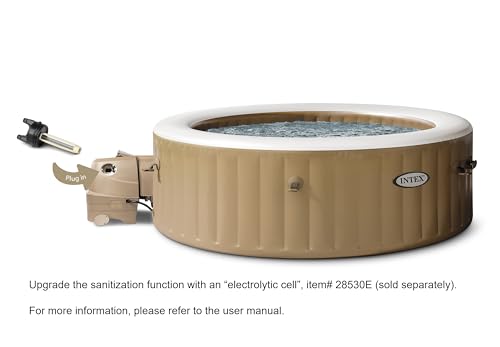 INTEX 28425EH PureSpa Bubble Massage Spa Set Outdoor Inflatable Portable Hot Tub, Includes Energy Efficient Spa Cover, Saltwater System Ready, 4 Person, 77in x 28in