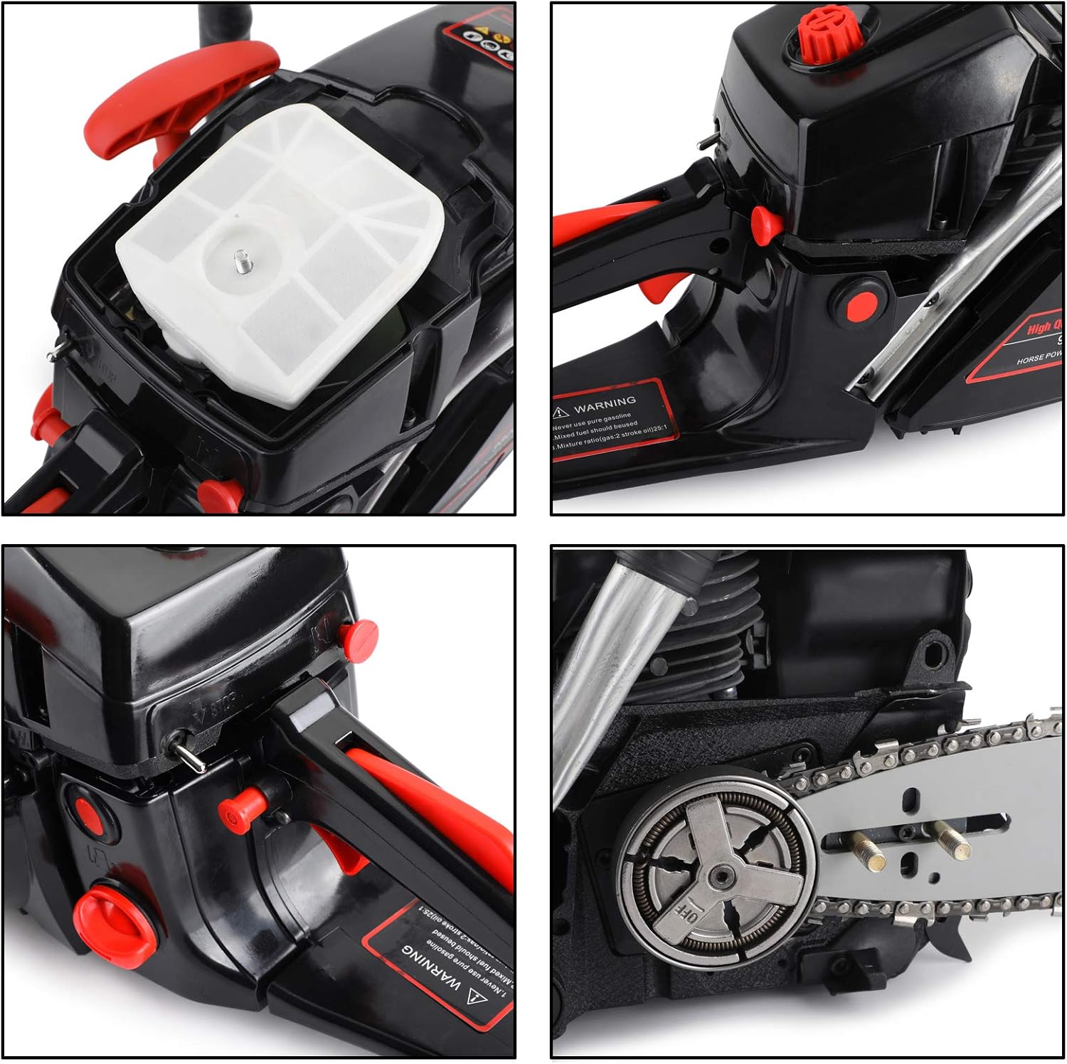 Topteng Gas Chainsaw 20 Inch, 62cc Bar Powered Engine 2 Cycle Gasoline Chainsaw Cutting Wood Gas Sawing Aluminum Crankcase Chain Saw