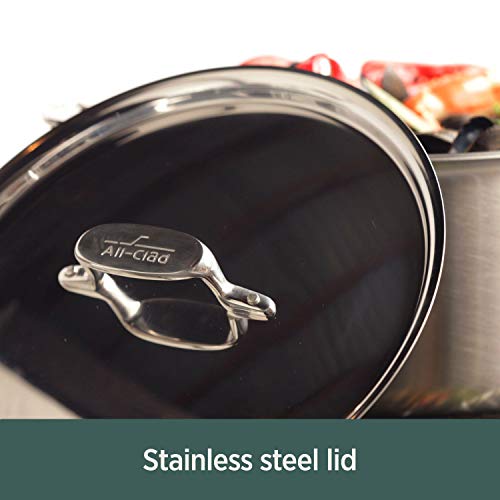 All-Clad D5 5-Ply Brushed Stainless Steel Stockpot 8 Quart Induction Oven Broiler Safe 600F Pots and Pans, Cookware Silver