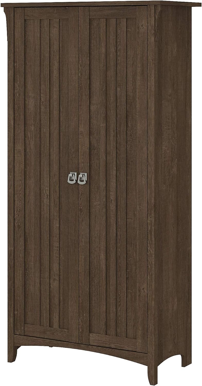 Bush Furniture Salinas Tall Storage Cabinet with Doors in Cape Cod Gray