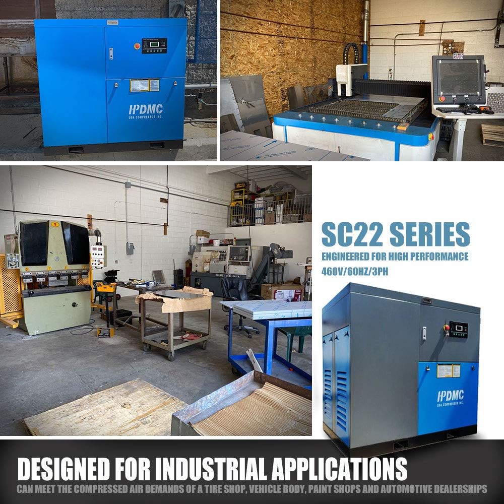 Rotary Screw Compressor 30HP / 125CFM@125 PSI - 460-480V / 60Hz / 3-Phase - Heavy Duty Stationary Industrial Air Compressed System Built-in Oil Separator