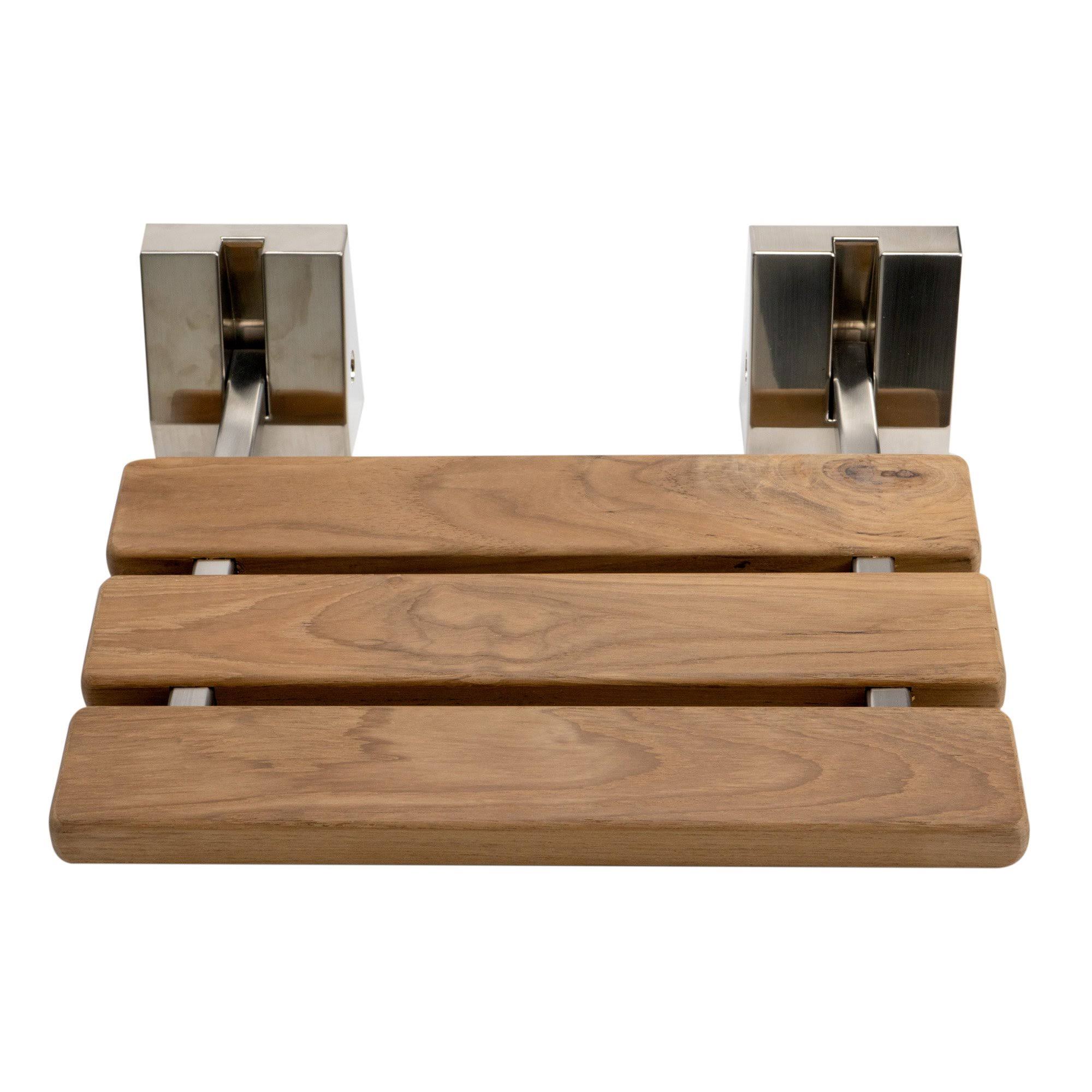 Alfi Brand ABS16S-BN Brushed Nickel 16x22 Folding Teak Wood Shower Seat Bench