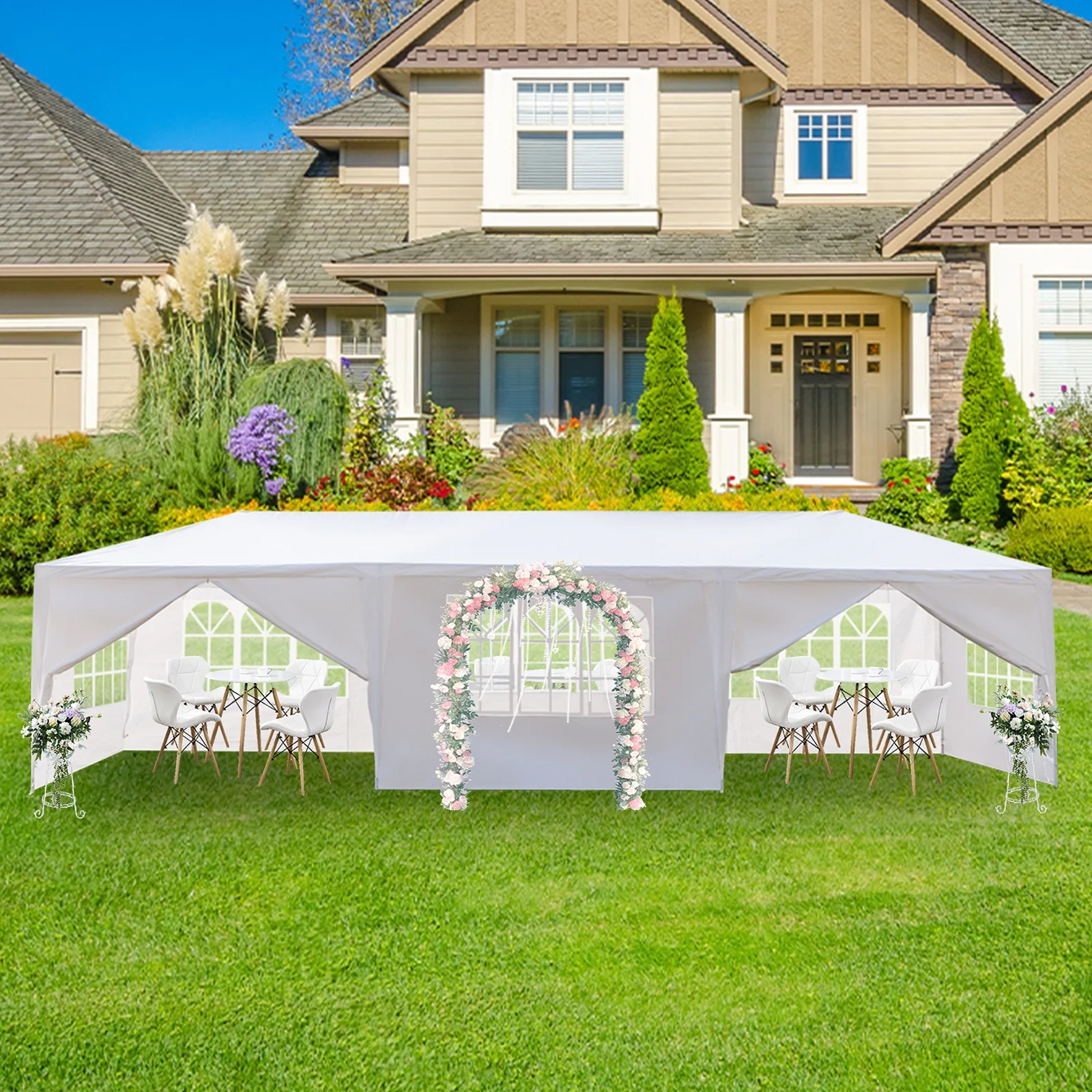 Zimtown 10'X30' Outdoor Canopy Party Wedding Tent Garden Tent Gazebo Pavilion Cater Event